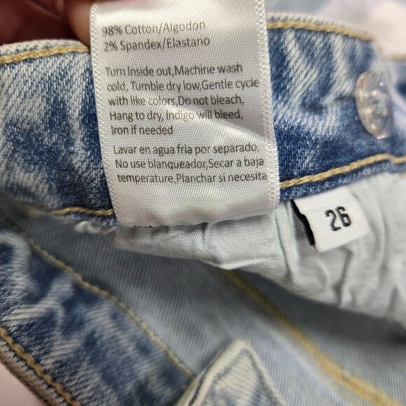 Bayeas Womens Size 26 Off Set Waist Light Wash Distressed Jeans Straight Leg NWT - Picture 15 of 16